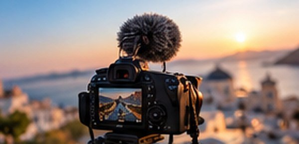 Camera filming a travel destination